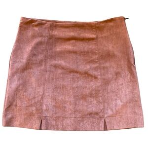 Faux Suede Mini Skirt Brown Neutral Soft Stretch Size M- She + Sky Fall Capsule